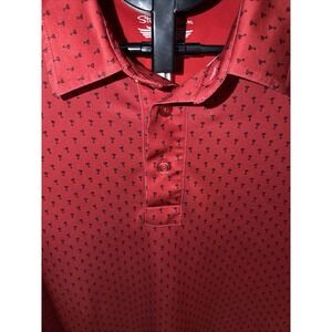 Straight Down‎ Polo Shirt Mens Medium Red Golf Martini Cocktail Performance